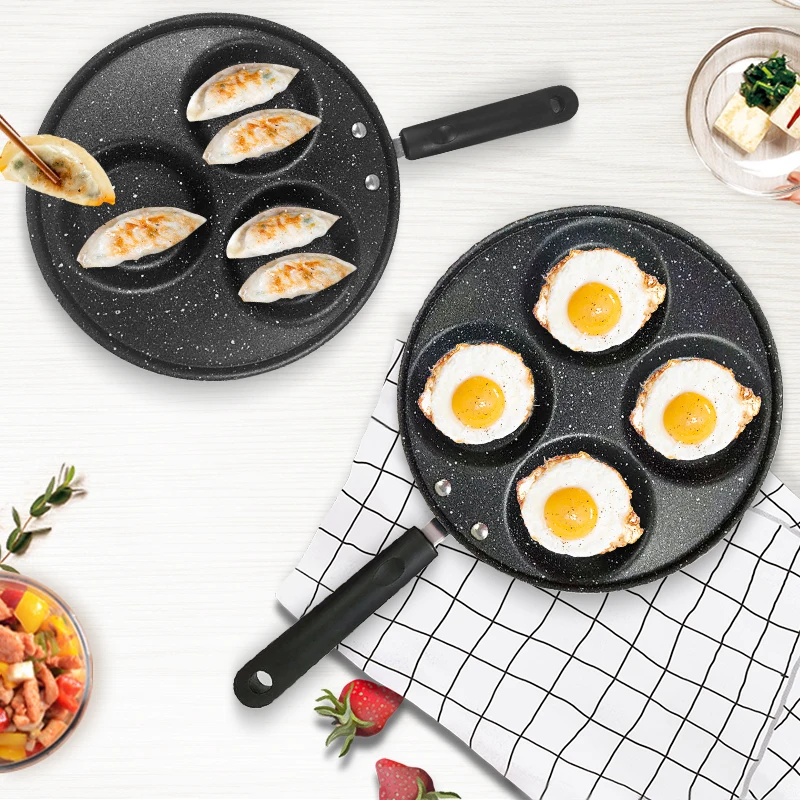 2022 New 3 Hole Thickened Fried pan Egg Ham Breakfast Frying Pan Durable Omelette Pan