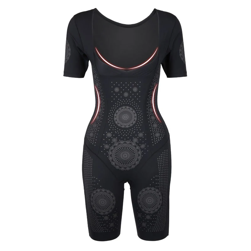 Italian Caffeine Seamless Elastic Shapewear Short Sleeve Open Crotch Bodysuits for Women