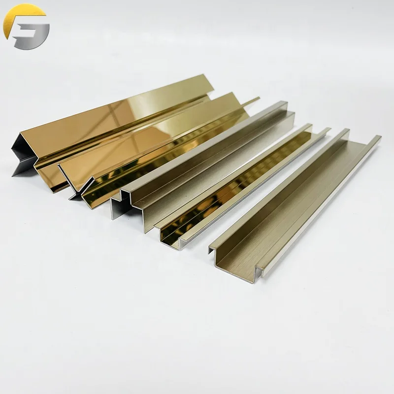 ZE0014 высококачественная нержавеющая сталь SS 304 отделка кромок для украшения дома золотая металлическая плитка отделка инкрустация профиль
