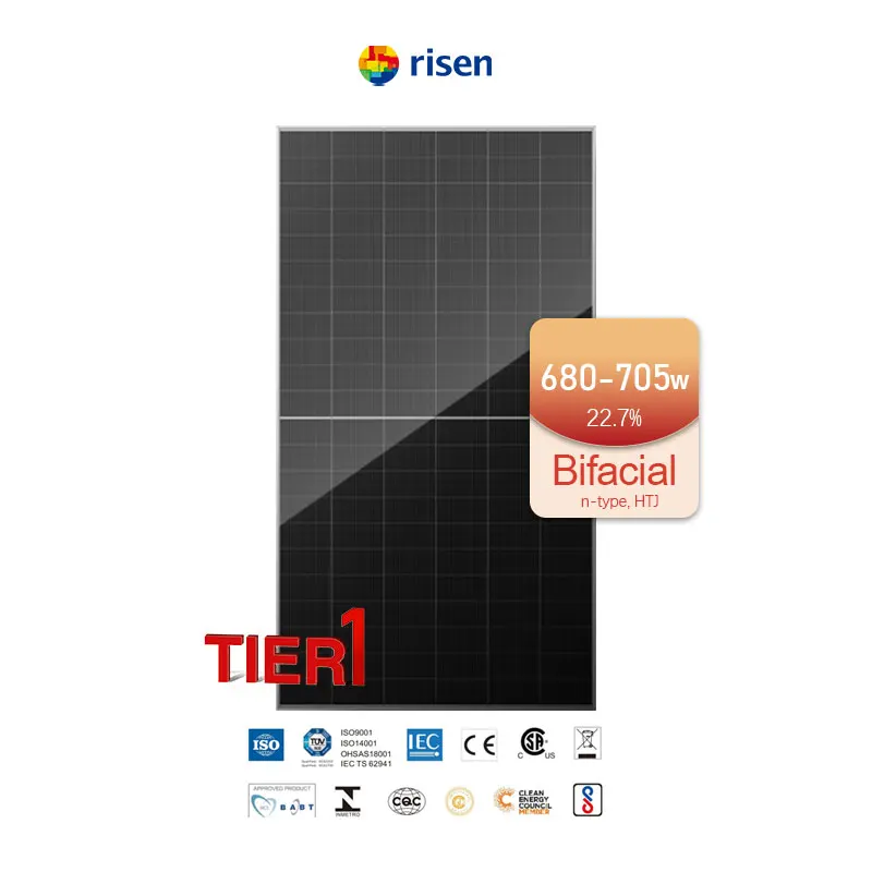 N Type Bifacial Solar Pv Panels Wholesale 685w 690w 695w 680w 705w Double Glass Solar Plate Online Hjt Solar Panel 700w