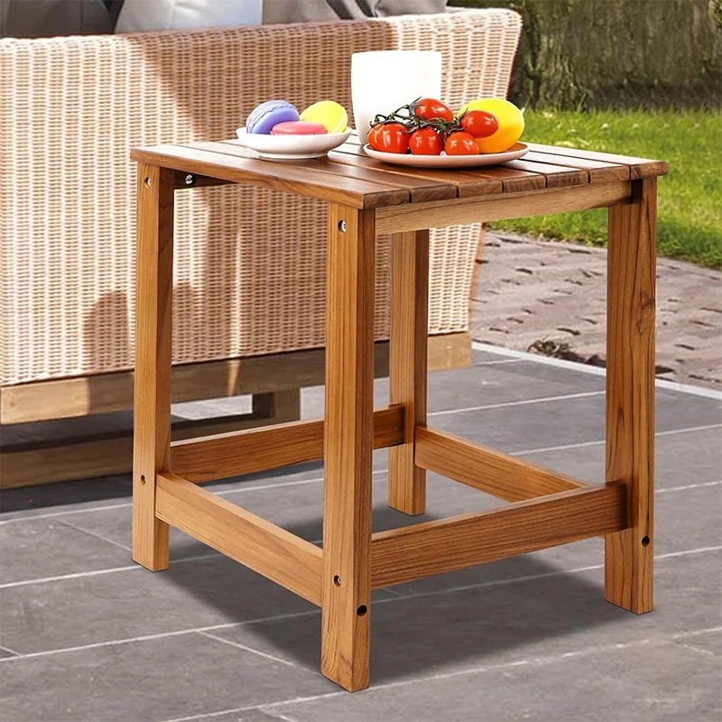 Teak side table with storage rack Outdoor table terrace swimming pool balcony sofa side table