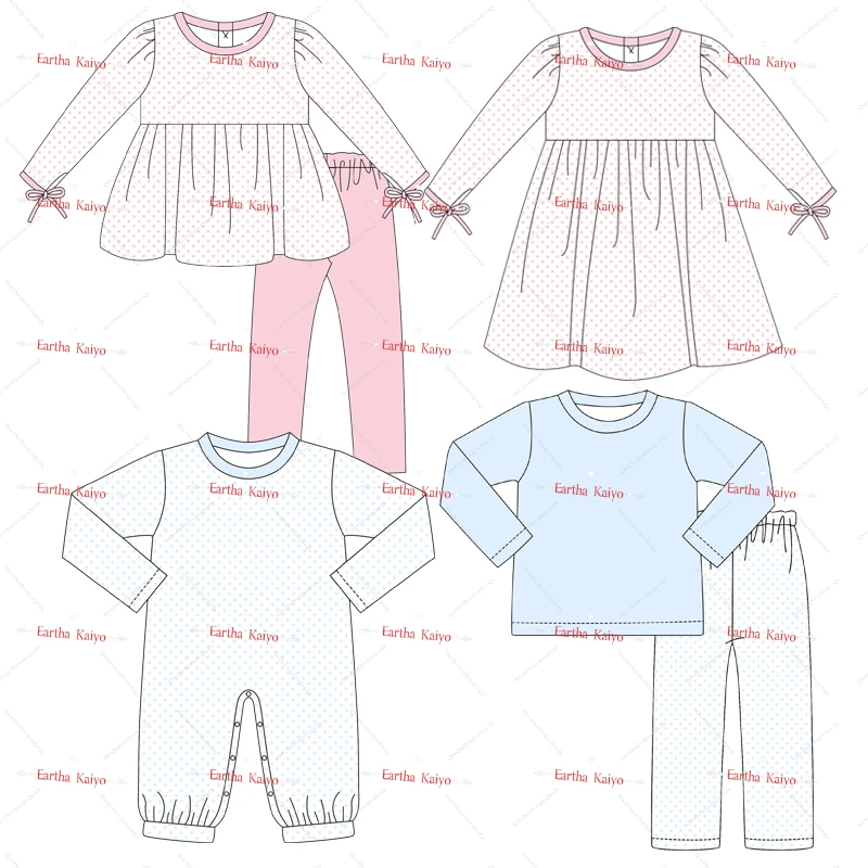 new products children clothing sets Christmas boys pants sets dot printed matching baby girls clothes sets