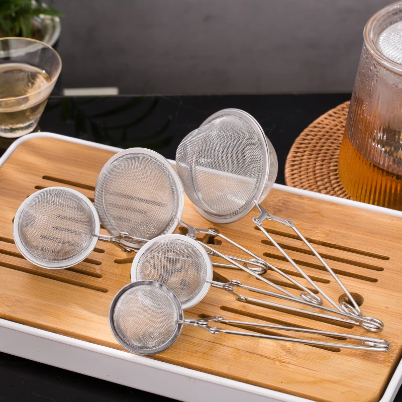 Kitchen baking long handle food grade stainless steel 201 304 bouncing tea ball with tea strainer flour sieve