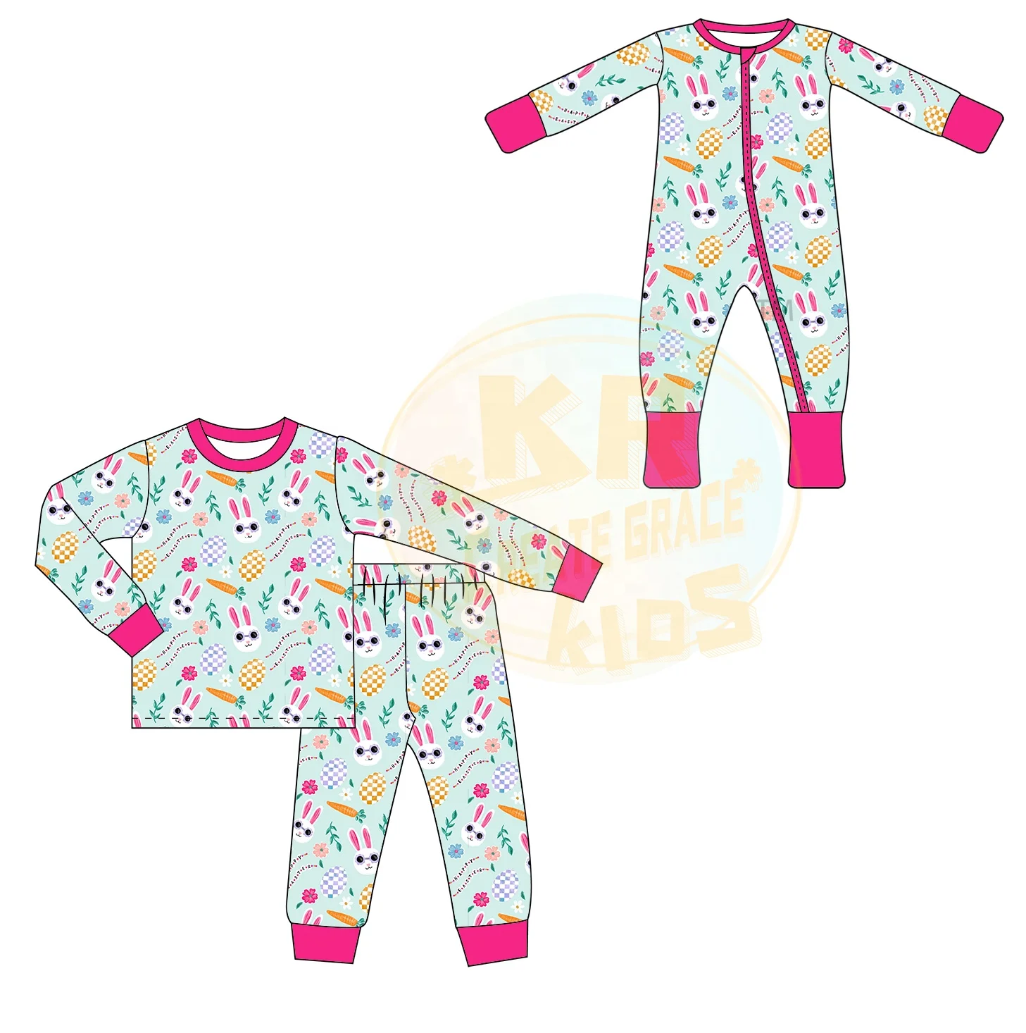 Custom Bamboo Romper Suit Kids Pajamas Cartoon Smile Print Kids Pajamas Bamboo for Boys