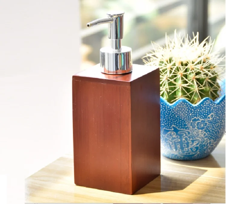 Bamboo Soap Dispenser Pump shampoo bottle shower holder