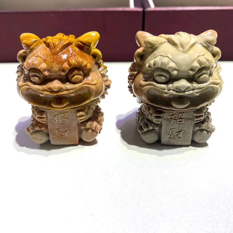 wholesale alashan agate Folk Buddhism carvings natural crystal semi precious stone Agate lion sculpture
