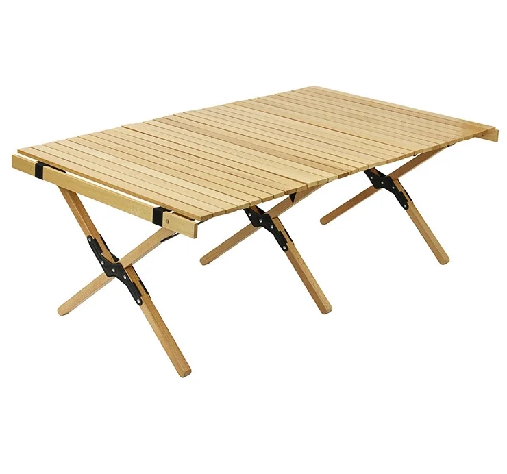 
Customizable outdoor solid wood simple portable folding wild dining egg roll table 