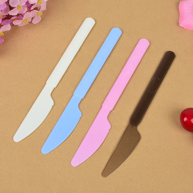 Disposable color plastic knife thickened individually loaded cutting knife takeaway steak knife