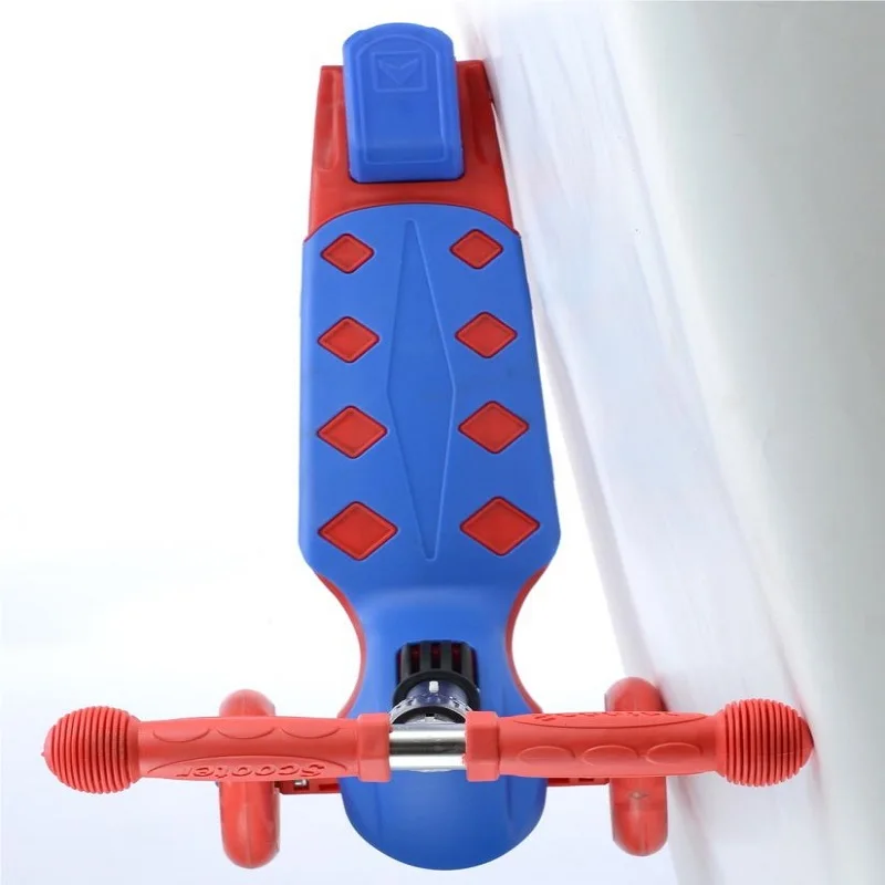 Blue and red folding yo-yo car for girls and boys, pedal scooter, three-wheeled scooter designed for children over 2 years old