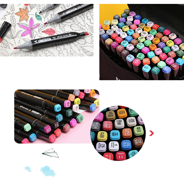 Different Colors Alcohol- Based Tip Dual Brush Marker Pen For Painting Coloring Sketching and Drawing