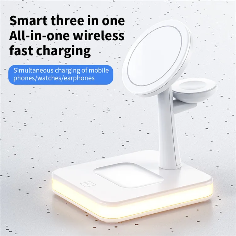 Magnetic Wireless Mag Safe Charger 25W Fast Charging Bedside Lamp 4 In 1 Holder For iWatch Airpods For iPhone 13 12 Pro Max