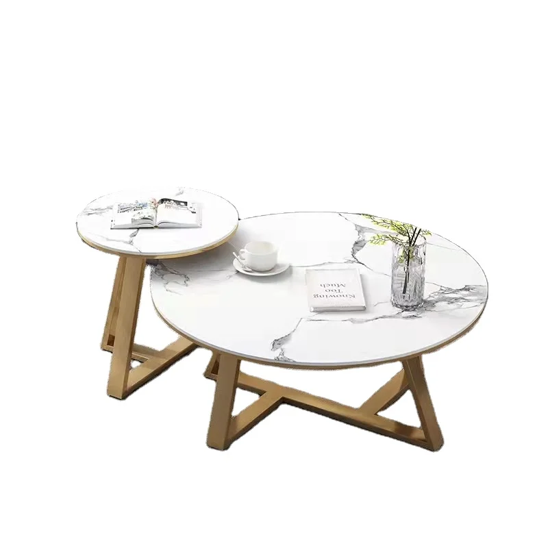 Modern Gold Luxury Glass Round Top Side Coffee Center glass Tea Table Minimalist White Metal Painting OEM Customized Great Room