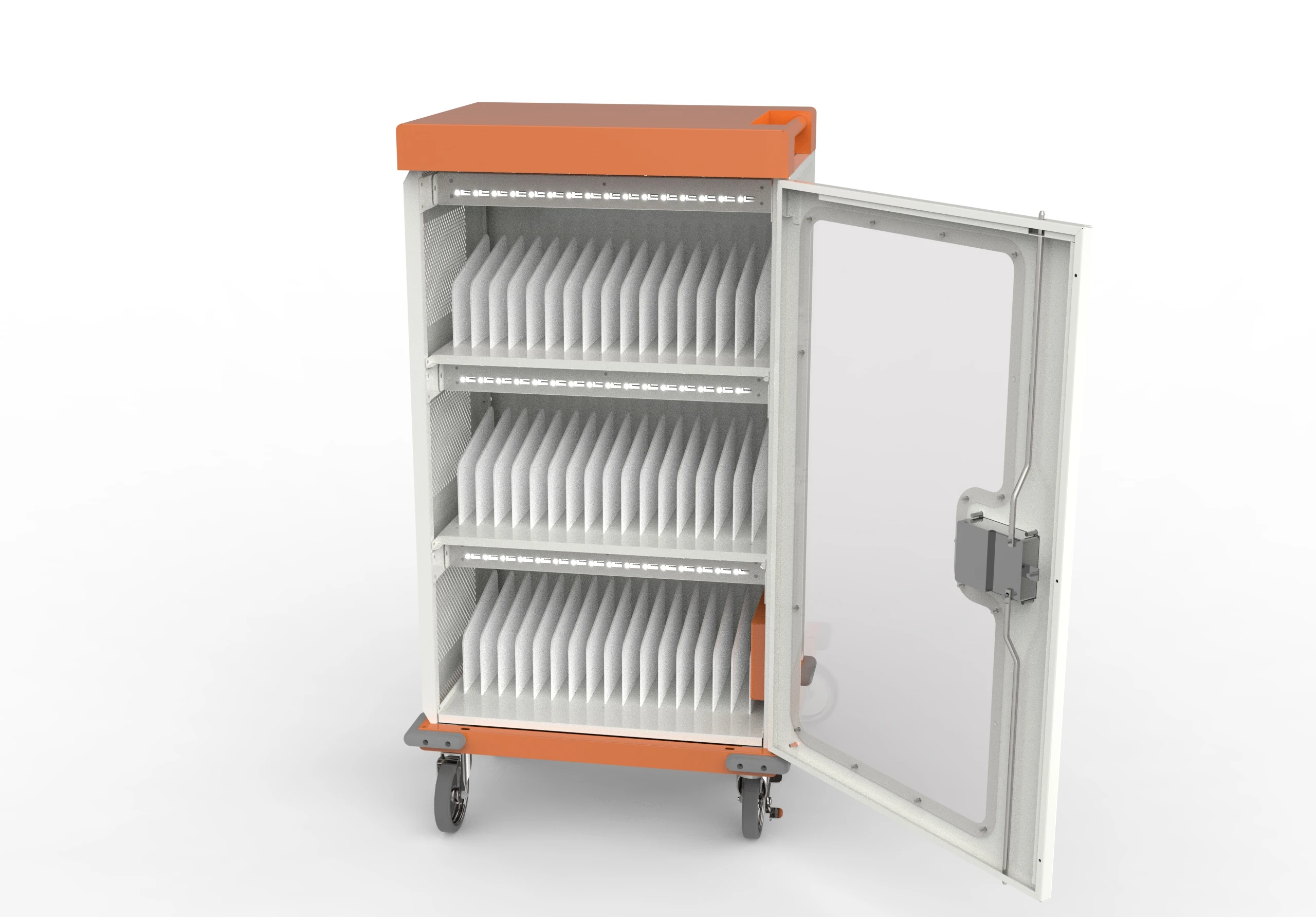 Fully Assembled School Notebook Charging Cart for 36 Tablets/Laptops via USB Type-A Type-C 48 Charging Cabinet