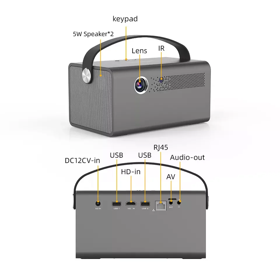 Full HD 3D 4K 1080P LED DLP Smart Android WIFI Mini Home Theater Mobile Phone Projector with Battery For 4K Cinema