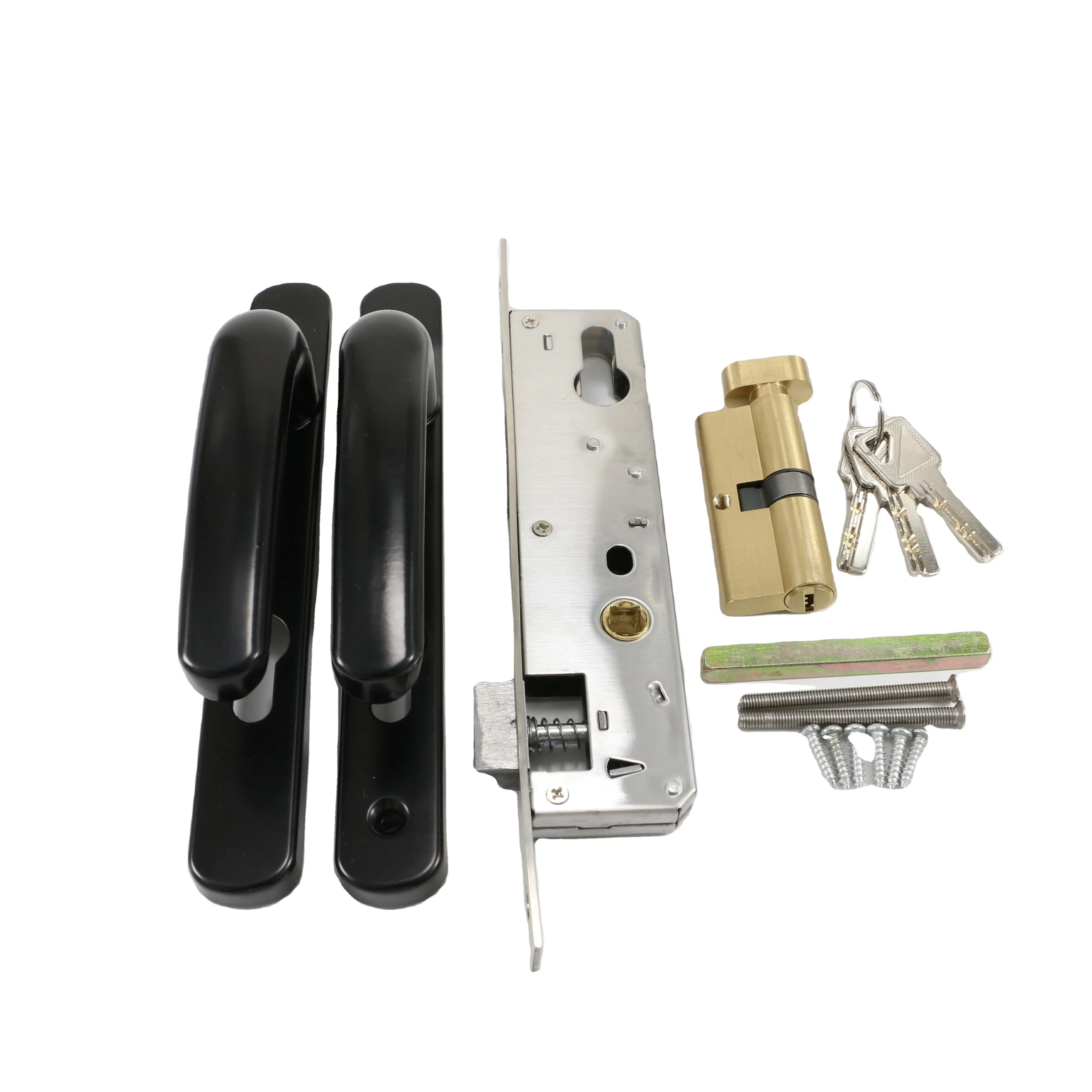 Durable Black Aluminum Alloy Entrance Keyed Deadbolt Mortise Lock Door Lever Handle set
