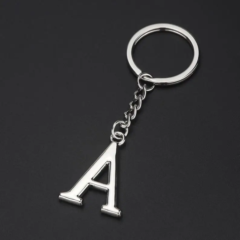 Keychain Initial Letter Key Chain Silver for Men Women Personalized Alphabet Monogram letter Keychain for Car key chain letters