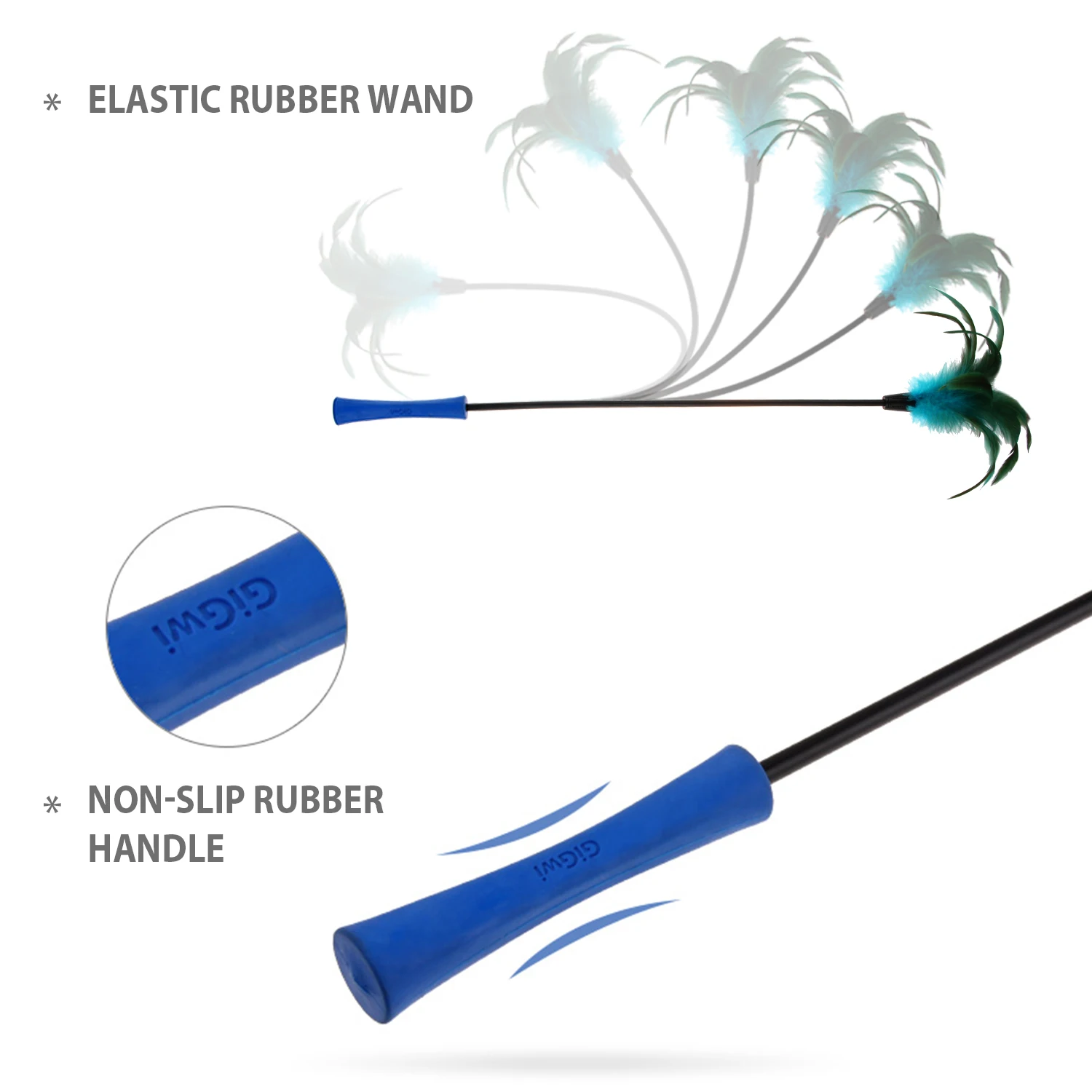 Hotselling Cat Stick Toys Soft Feather Cat Toys Interactive Cat Toy with TPR handle