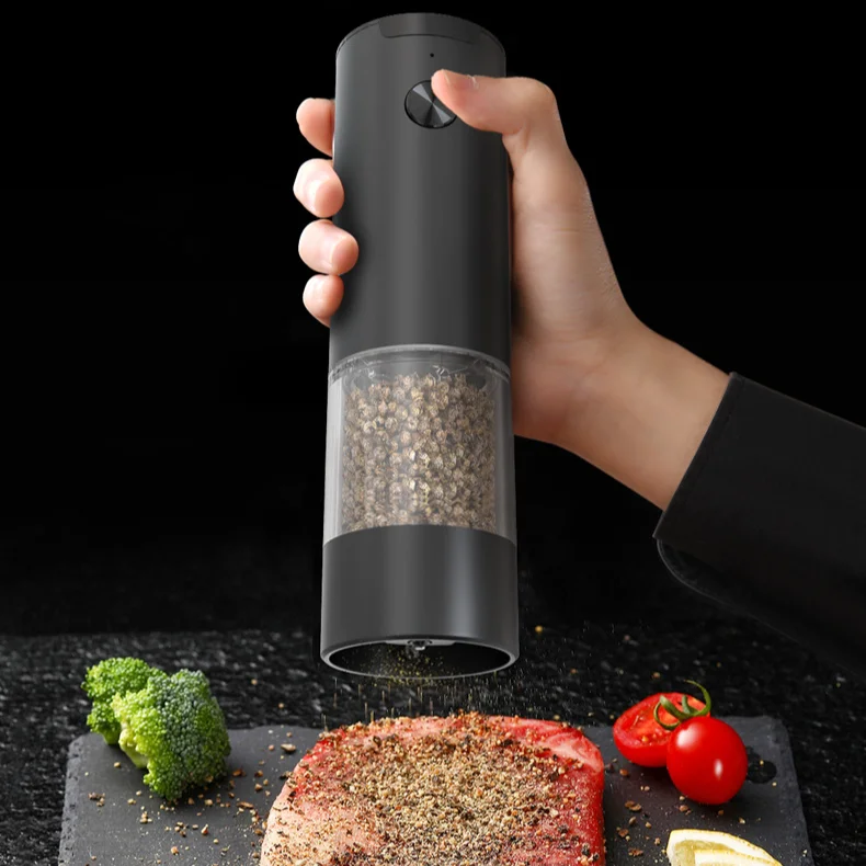 Plastic Household Herb Spice Grinder Usb Rechargeable Gravity Electric Salt And Pepper Grinder Set