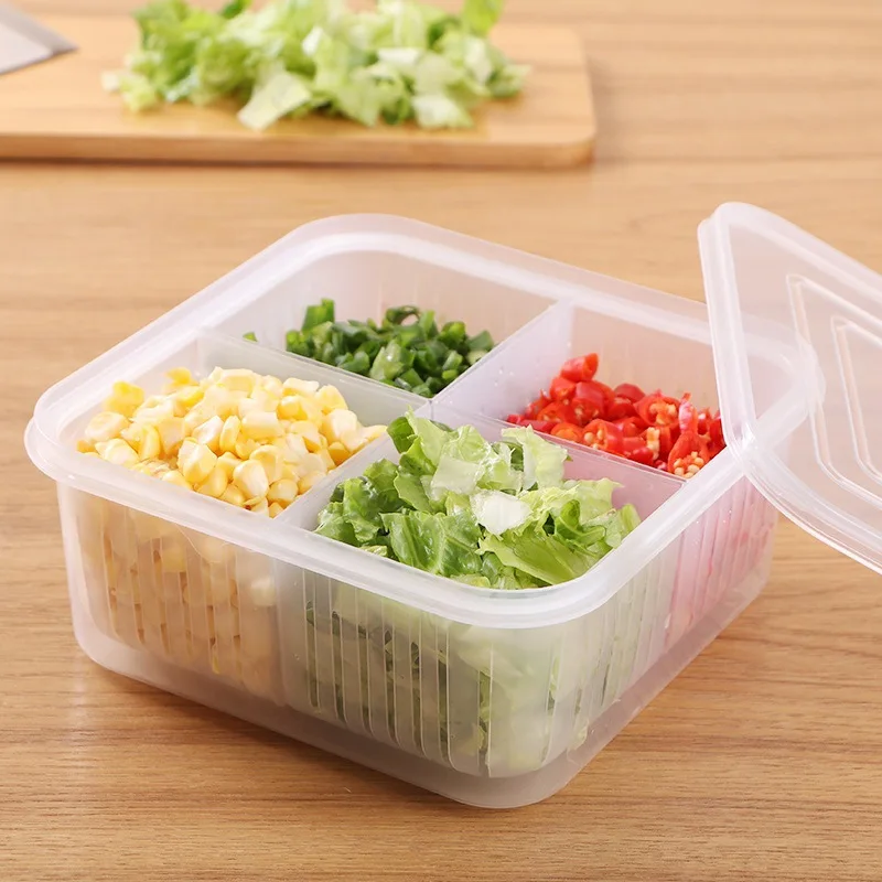 Kitchen household chopped green onion storage box with lid onion ginger garlic drain storage box refrigerator mini storage box