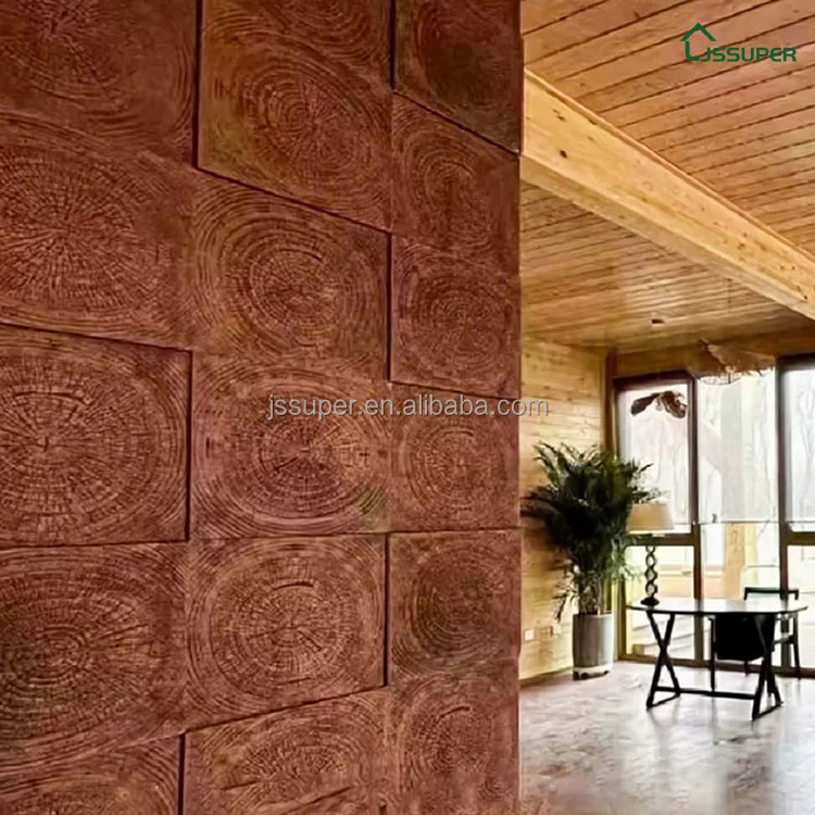 1200*300mm Big Size Wooden looks Polyurethane 3D PU Indoor And Outdoor Artificial Stone Panel