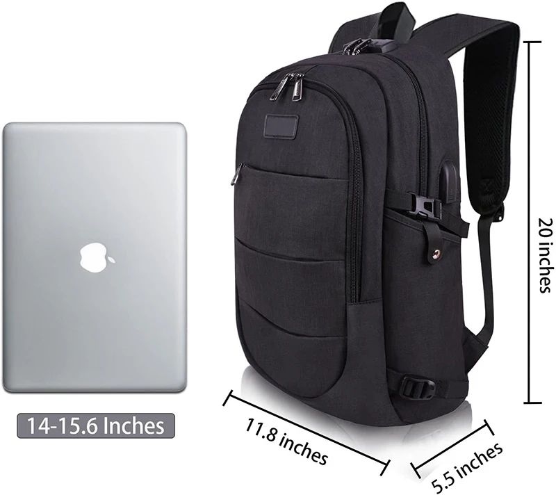 Bookbag Casual Hiking Daypack,14/15.6 Inch Computer Business Backpacks,Travel Laptop Waterproof Backpack with USB Charging Port