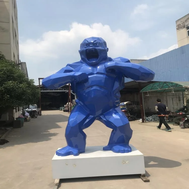 Фигурная гигантская статуя из стеклопластика с геометрическим рисунком Gorilla современное искусство размер на