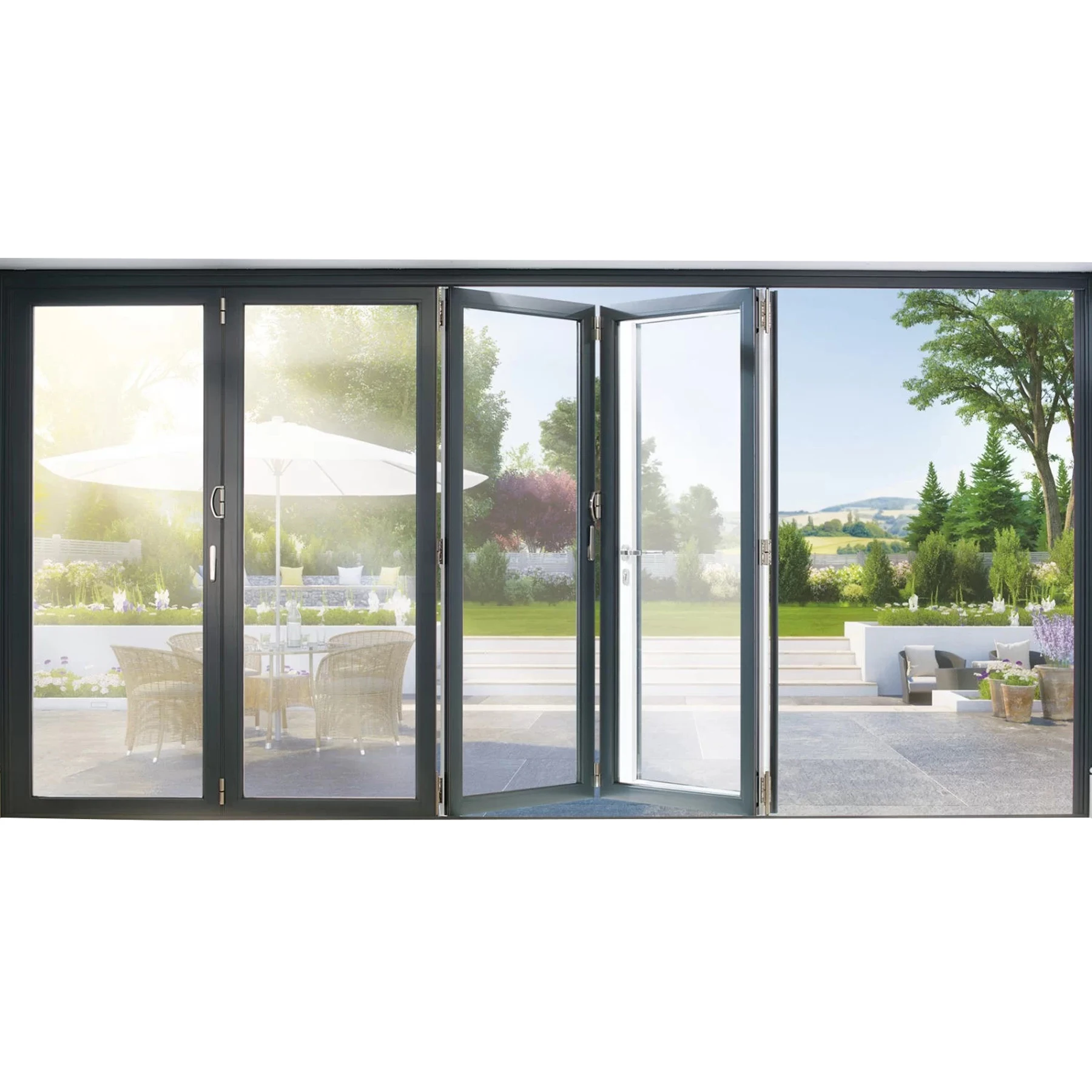 As2047 Australian Commercial Floor To Celling Glass Accordion Doors 6063-T5 Bi-Fold Door Exterior Aluminium Double Doors