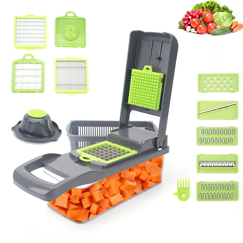Fashion Home Kitchen Multifunctional ABS Stainless Steel Slicer Vegetable Cutter Manual Vegetable Chopper