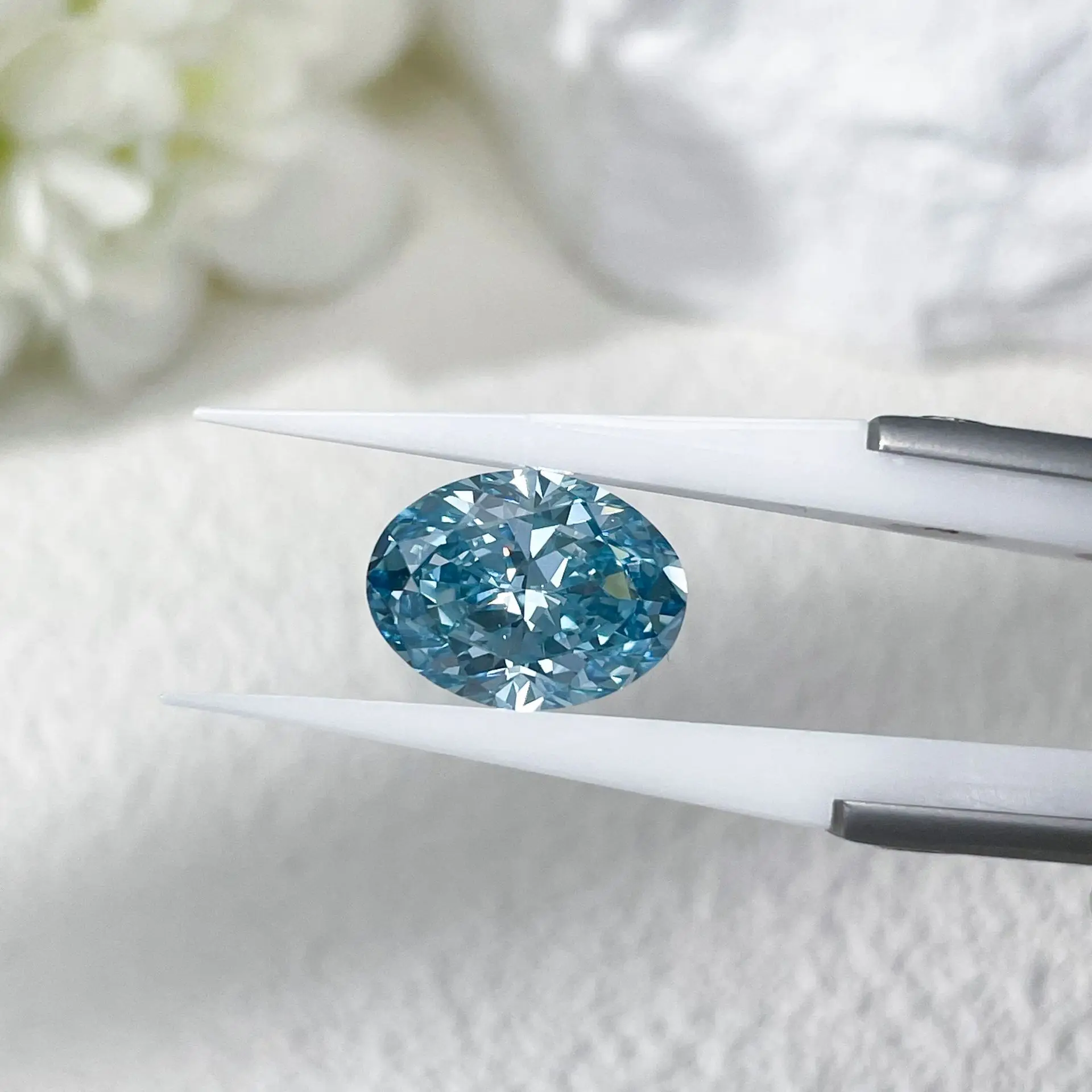 1~3carat wholesale loose synthetic pear fancy shape blue color lab grown diamonds white gold ring usage