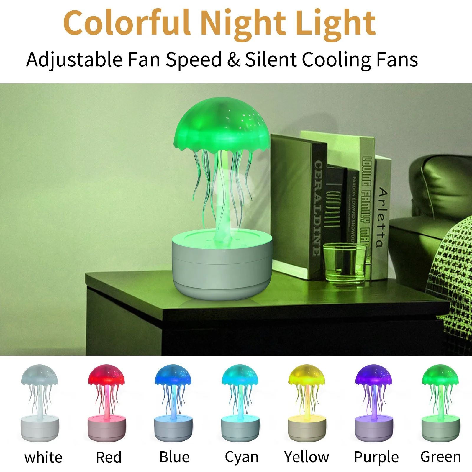 Colorful Night Light Aromatherapy Essential Oil Diffuser Heavy Fog Air Purifying Rotary Jellyfish LED Lamp Ultrasonic Humidifier