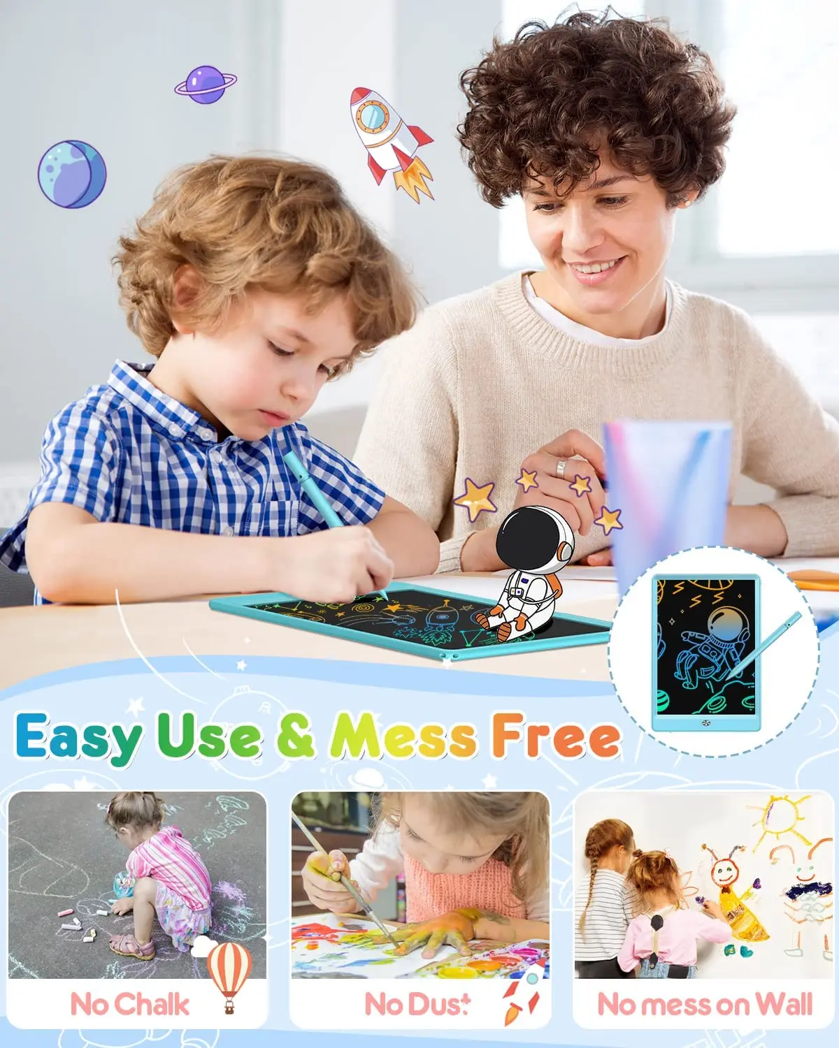10 Inch Colorful LCD Writing Tablet Doodle Board, Toys for Girls Boys Drawing Pad for Kids Electronic Board Drawing Tablet