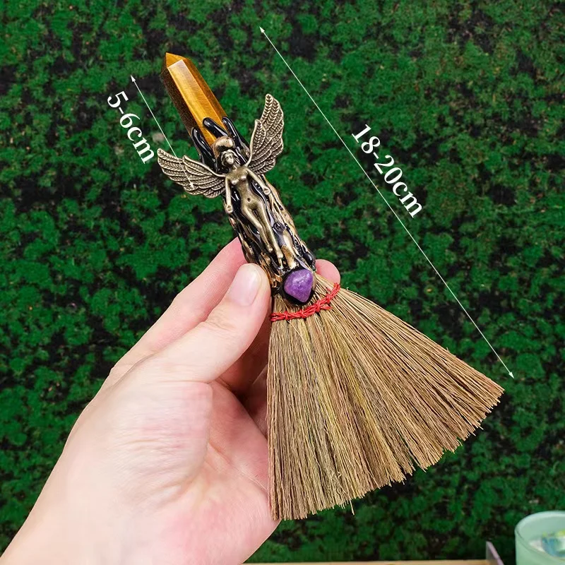Factory Price Wholesale Cheap Price Hand Made Crafts Natural Crystal Points Magic Brooms For Gift