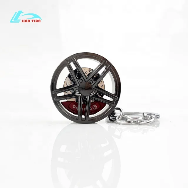  Creative car tire keychain fans modified with brake pad wheel key