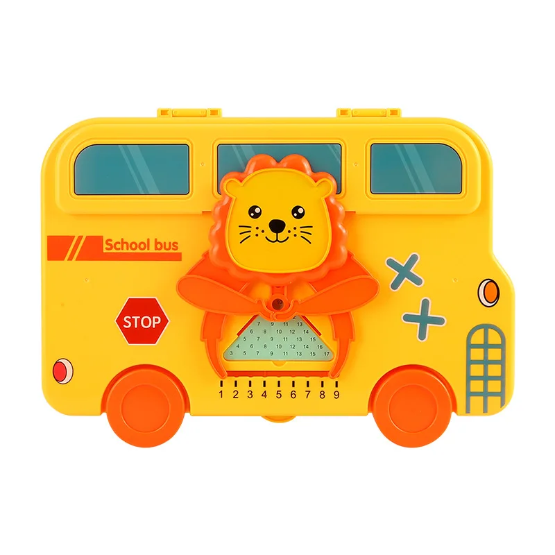 Montessori learning bus toy arithmetic kids educational learning drawing toys board Lion toy Mathematical set