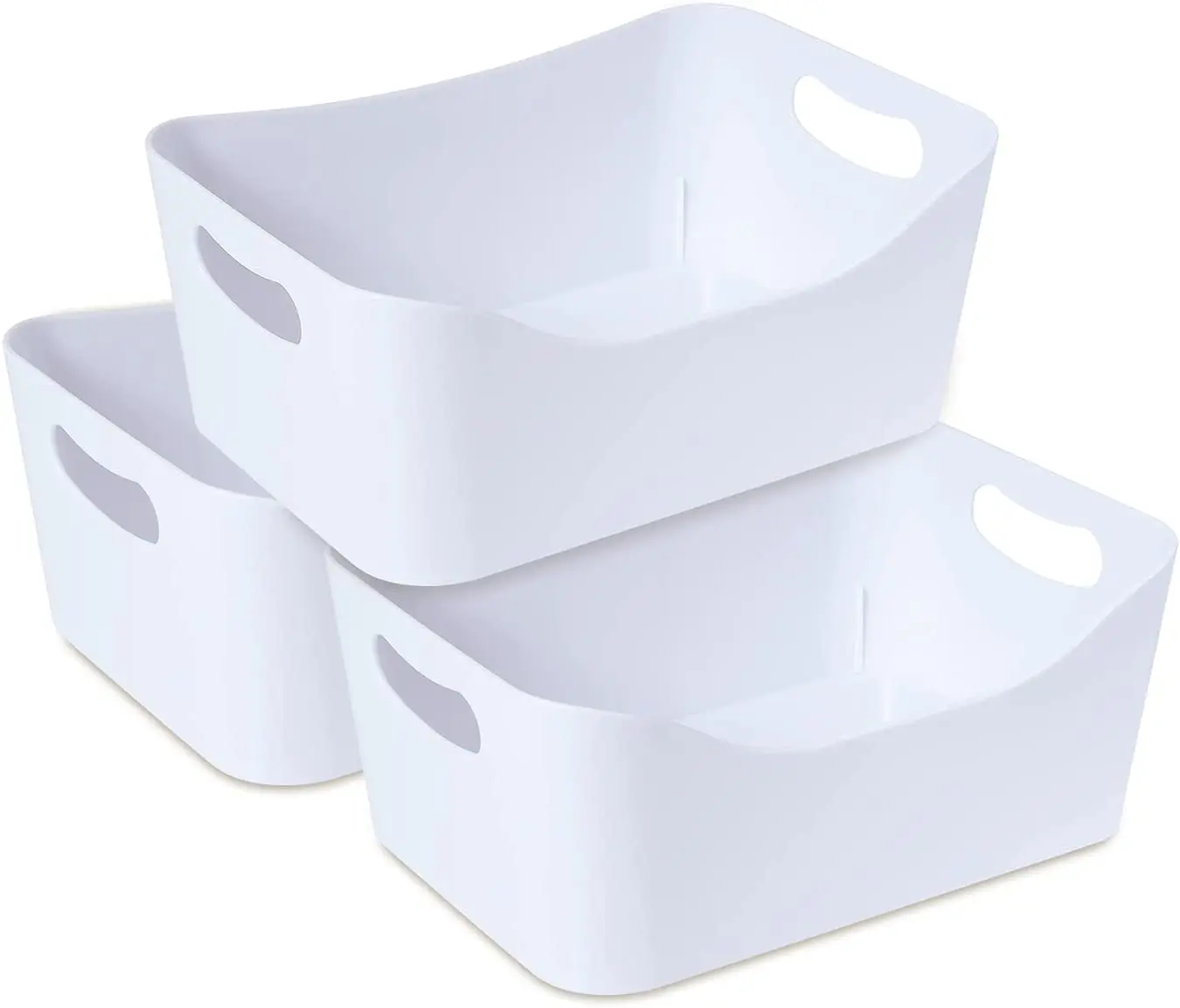 Plastic Storage Bins with Handles Organizer Baskets for Kitchen Bathroom Bedroom Pantry Organizer Baskets Storage Organizer