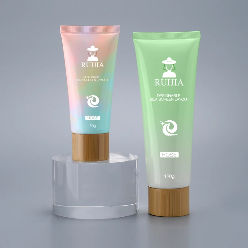 
Hot sale white empty plastic tube 80g 100g plastic squeeze tube 120g 150g plastic tubes with bamboo lid 