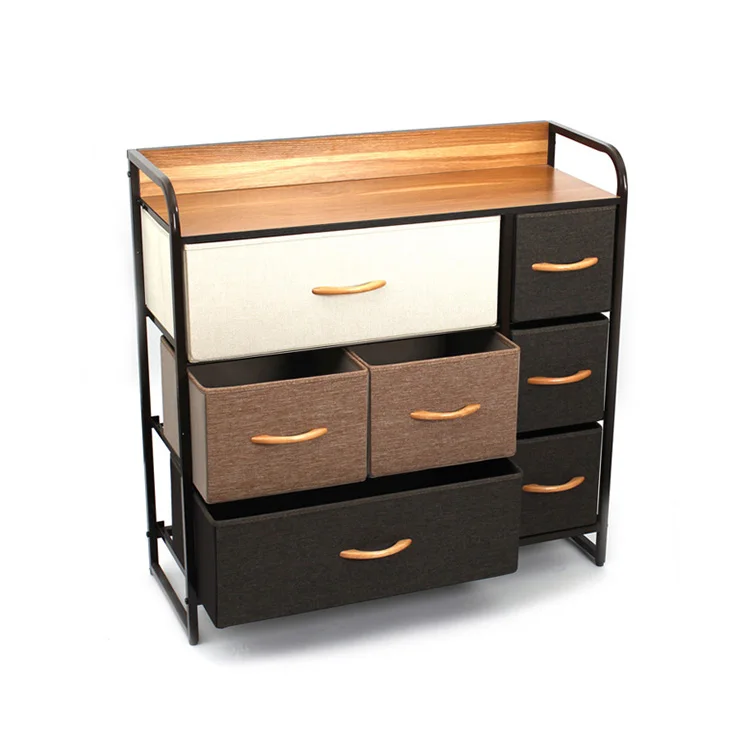 Customized 5L-612 Dresser Drawer Organizer 7 Drawers Fabric Chest Vertical Storage Dresser For Bedroom