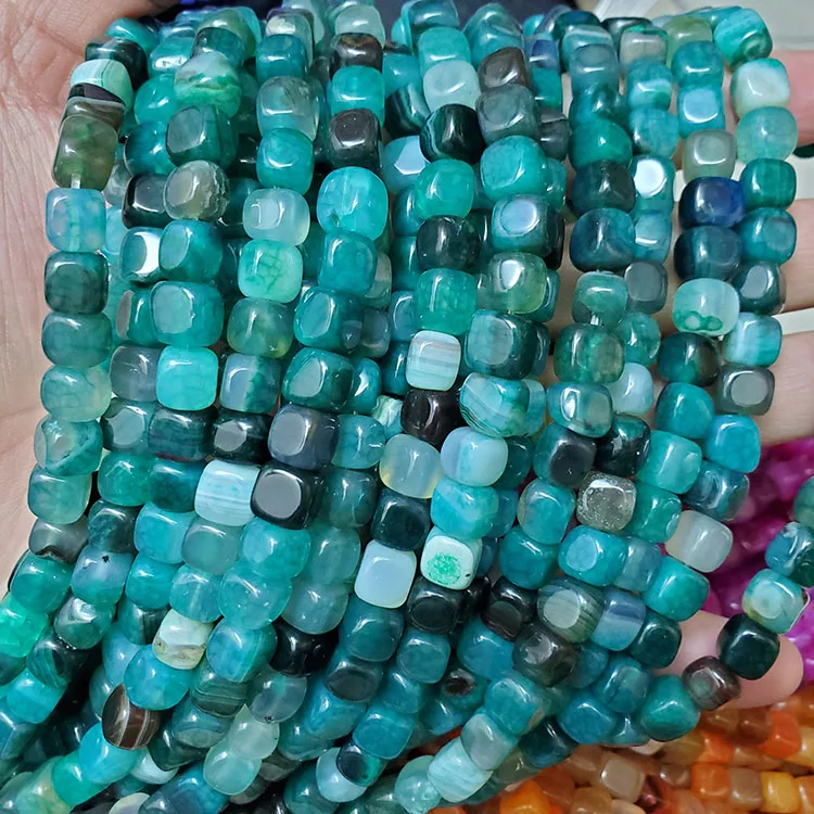 AB0857 8x8mm natural stone diy beads square gemstone agate beads for jewelry making