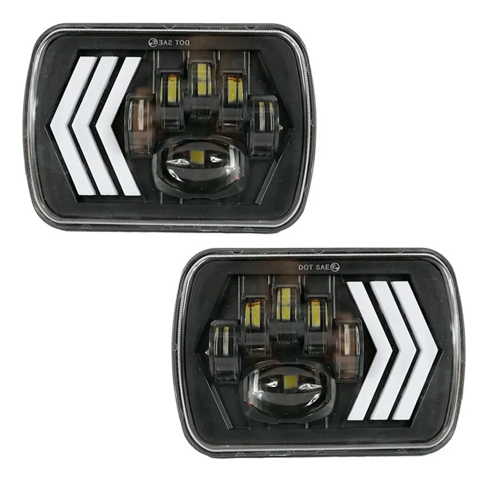 Par Faros 7x6 5x7 Jeeps Lupa Drl Blanco Ambar Flechas 4x4 55w