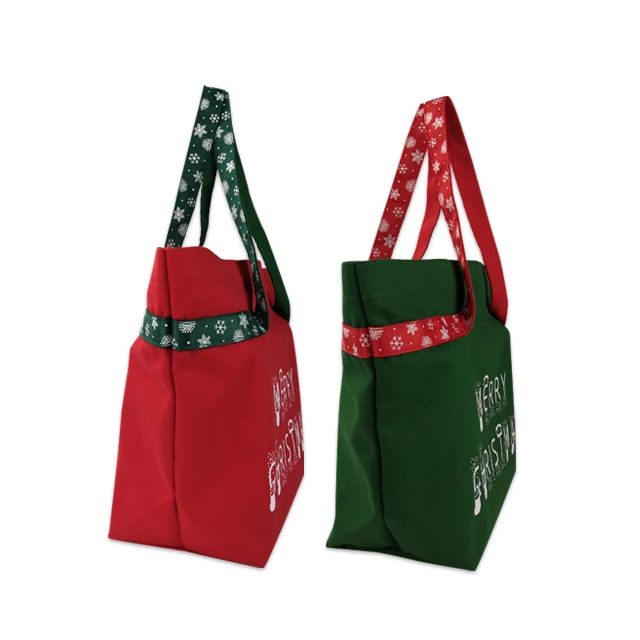 Custom New Style High-Capacity Christmas Pattern Shopping Tote Canvas Shoulder Bags