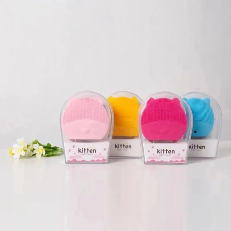 Mini Silicone Brush Sonic Electric Face Massager Waterproof Face Cleaning Brush New Design Hello Kitty Silicone Skin Scrub Brush