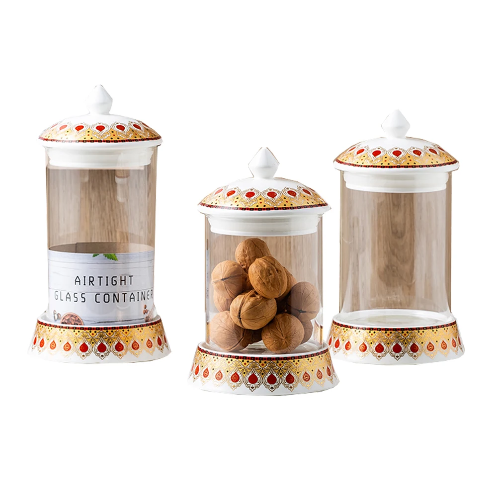 Ceramic lid glass storage jar dried fruit coffee pot tea sealed jar