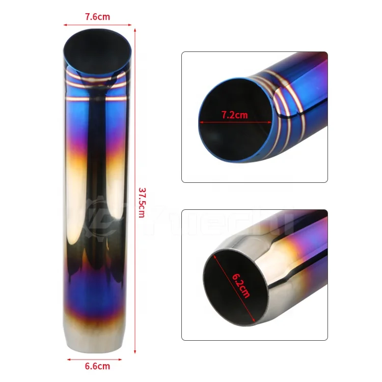 Yuechi Universal Titanium Burnt Blue Gold Black Stainless Steel Exhaust Muffler Tip Titanium Exhaust Pipel