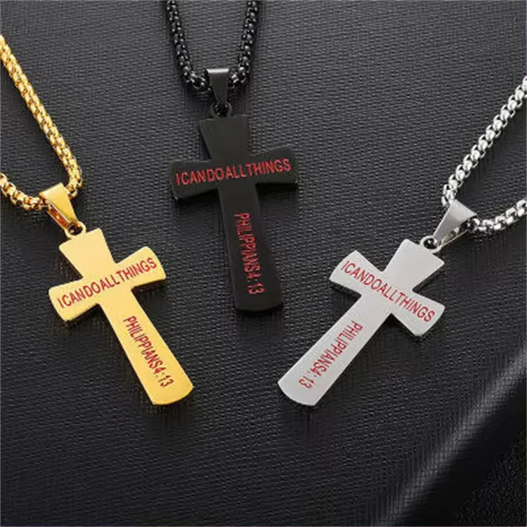 Hot Selling New Style Stainless Steel Necklaces Bible Baseball Cross Pendant Necklace Gift For Men Women Jewelry Manufacturer