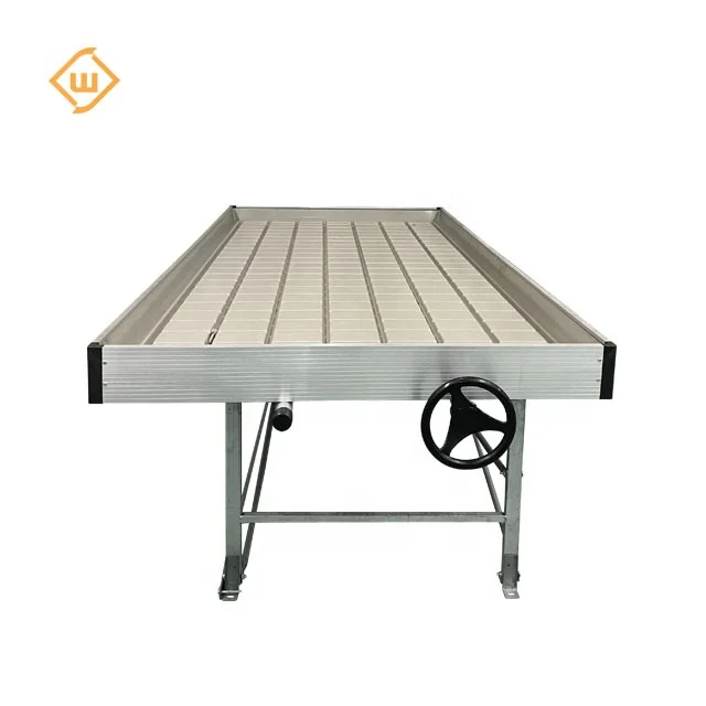 ABS food grade moveable Rolling benches Hydroponic growing tables Farm irrigation flood rolling benches