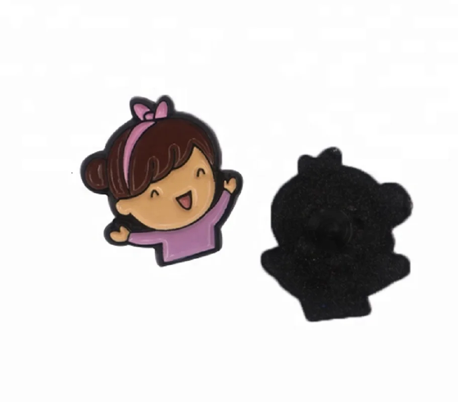 
brown iron metal cute smiling girl enamel lapel pin,kids lapel pin badge,girl character brooch pin 