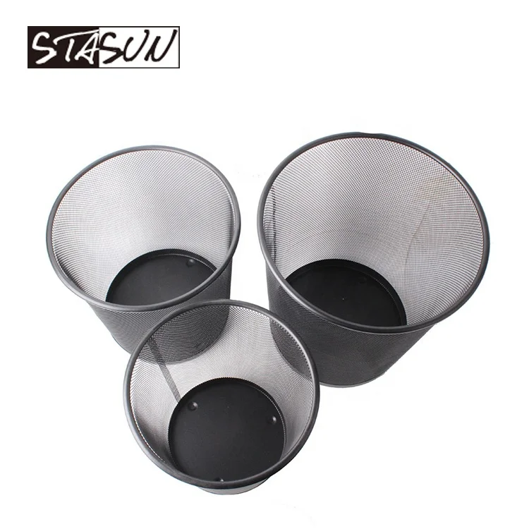 STASUN Round Wire Mesh Trash Can Metal Paper Waste Bin office school home use
