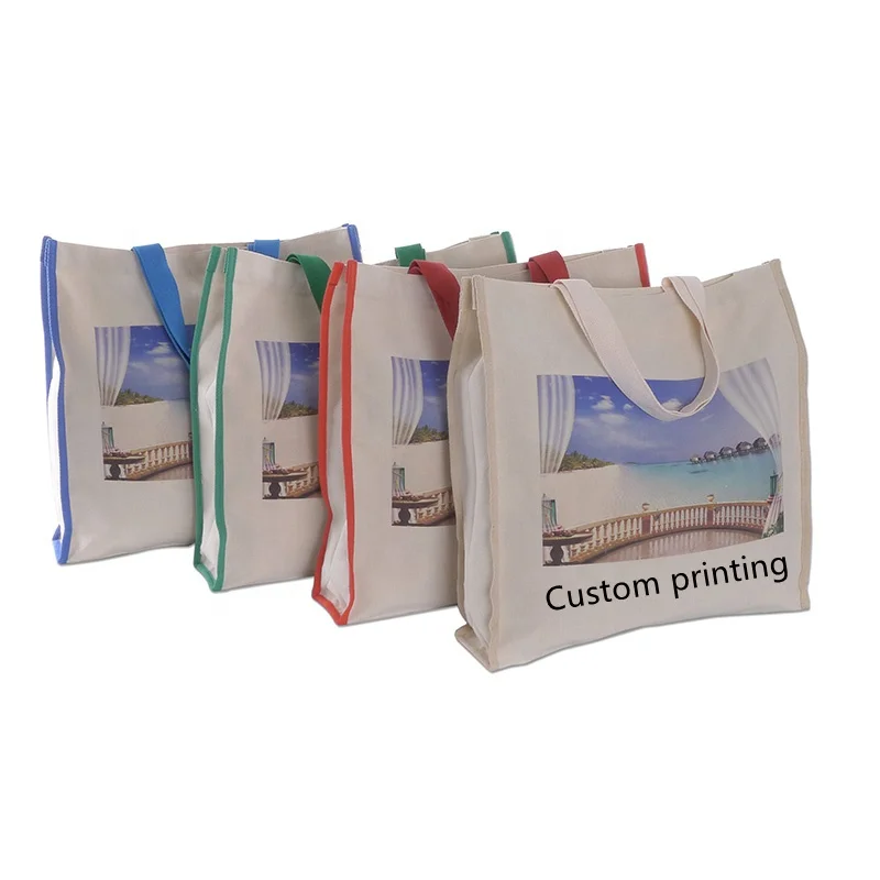 Custom Pattern Wholesale Cotton Shopper 12 oz Thick Canvas Tote Bags Life Style Shopping Grocery Bag with custom printed logo