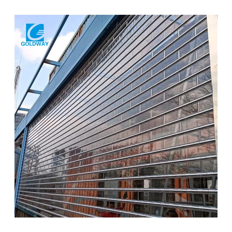 transparent clear crystal polycarbonate  automatic commercial roller small slat long strip shutter door factory rolling door