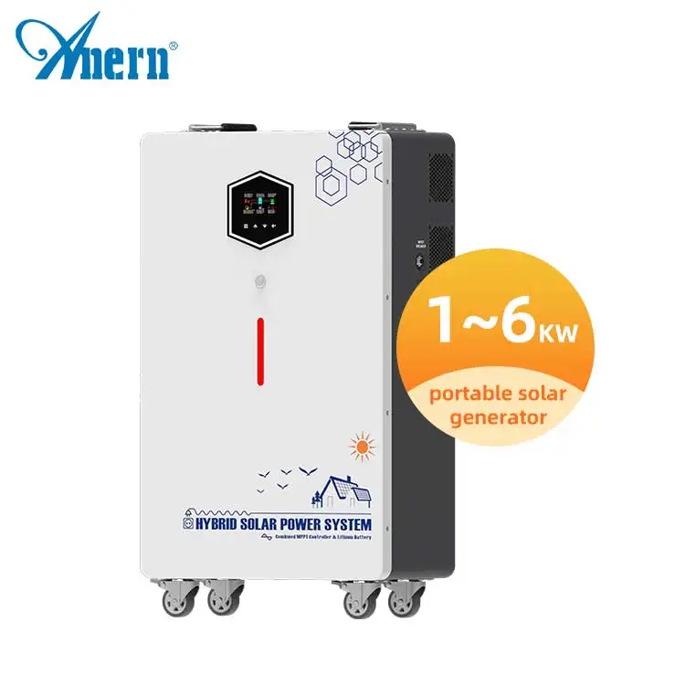 Anern 1000w 2000w 5000w 6000w home portable solar generator with panel completed set